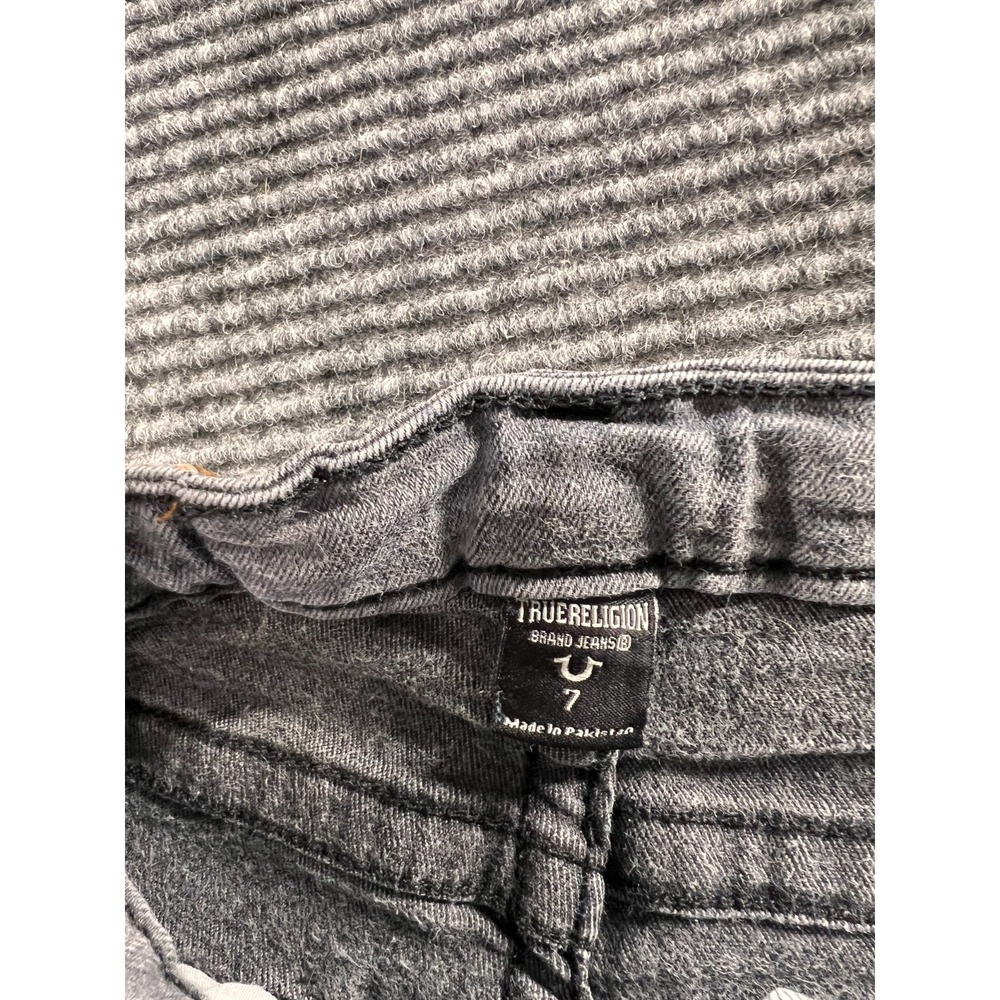 True Religion Jeans Youth 7 Geno Relaxed Slim Gray Wash Black Stitch - Picture 11 of 12